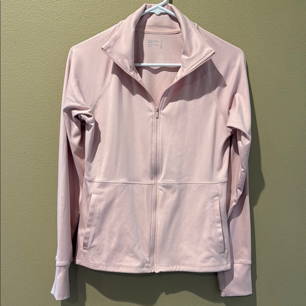 Jockey Light Pink Athletic Jacket with Stand-Up Collar and Fitted Silhouette